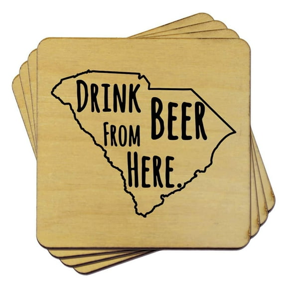 Torched New York From Here Coasters (Set of 4) Drink Beer Coaster 4″x4″ Brown