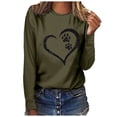 thumbnail image 1 of Besolor Tuniques Automne Printemps pour Femmes 2024 Imprimé Cœur Col Rond Manches Longues Chemises Décontractées Amples Blouse Tee, 1 of 3