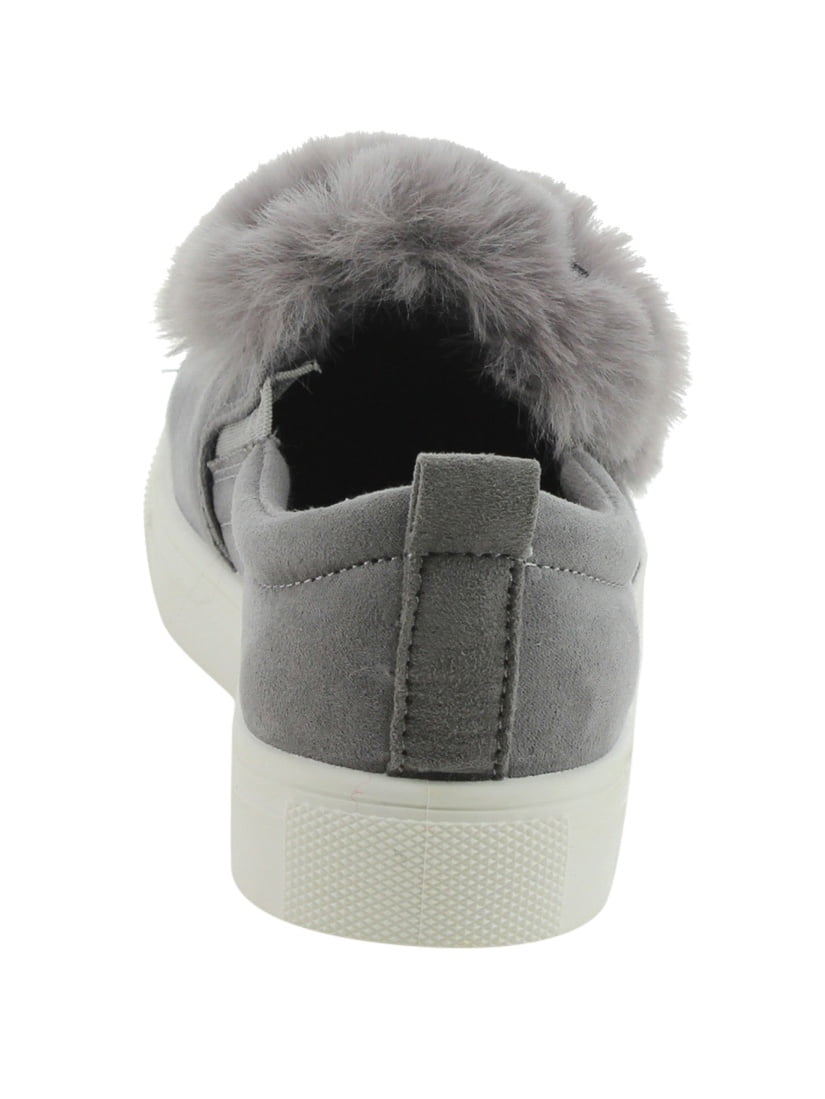 Betani EI61 Girls Low Top Elastic Gore Side Pom Poms Slip On Fashion Sneakers