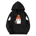 thumbnail image 5 of NEBWOAK Kids Boys Girls Halloween Ghost Print Pullover Hoodie Kangaroo Pocket Long Sleeve Fall Outfit Black,Size 3-4T, 5 of 5