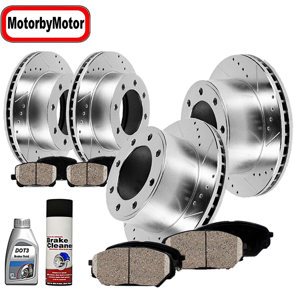 Front/Rear Drilled &amp; Slotted Brake Rotors + Brake Ceramic