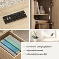 thumbnail image 5 of Joyyskill Farmhouse Wood Home Office Desk, 59" Executive Desk Computer Desk with File Drawer Charging Station and Storage Cabinet for Writing Study, Light Oak, 5 of 5