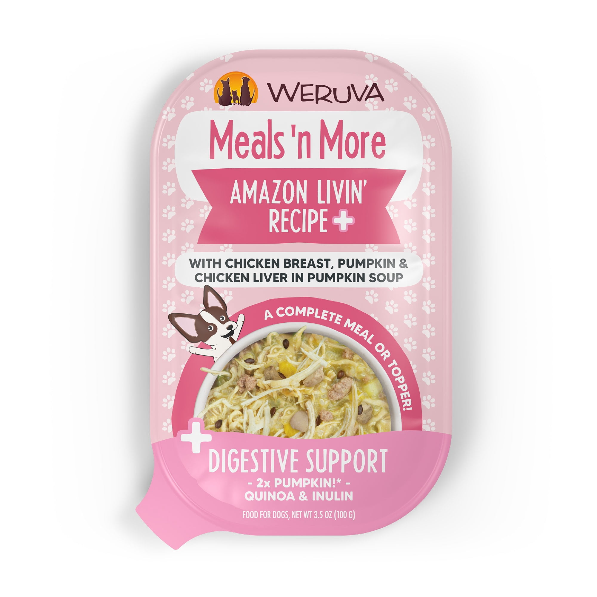 Weruva Meals 'n More Amazon Livin' with Chicken Breast & Chicken Liver in Pumpkin Soup Wet Dog Food, 3.5 oz., Case of 12
