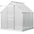 thumbnail image 2 of Outsunny 6'x6' Aluminum Greenhouse, Polycarbonate Walk-in Garden Greenhouse Kit, Adjustable Roof Vent, Sliding Door for Winter, Silver, 2 of 9