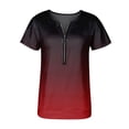 thumbnail image 3 of Gibobby Playera de Manga Corta con Cuello Redondo blusa de mujer blusas camisa(Rojo,G), 3 of 4