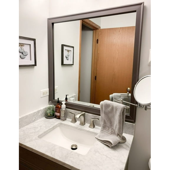 Morgan Dark Grey Framed Wall Mirror, Rectangular Vanity Mirror, Multiple Sizes