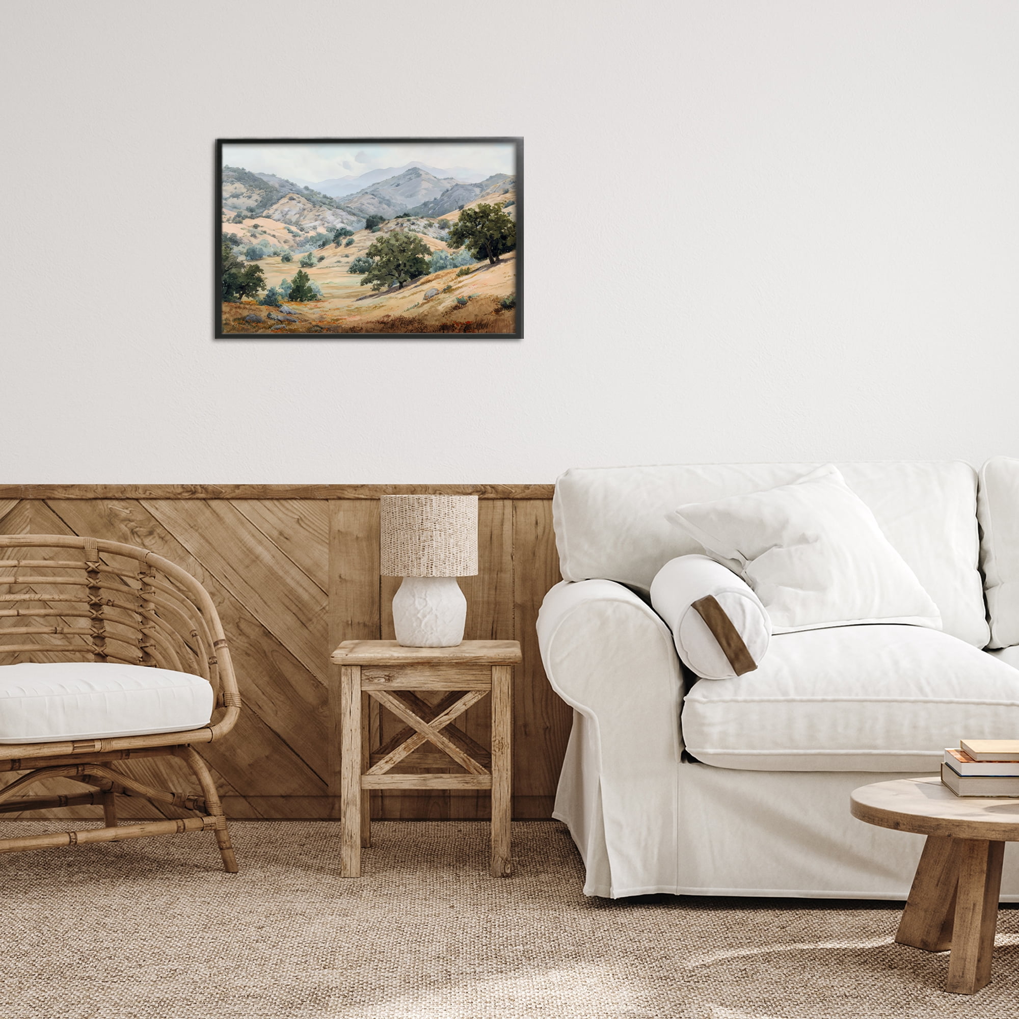 Stupell Industries Mountains and Trees Valley View Black Framed Giclee Art, design by Petal Prints Design