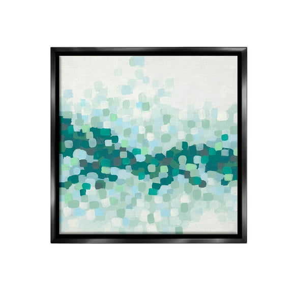 Stupell Industries Green Speckled Horizon Abstract Painting Black Floater Framed Canvas Art Print Wall Art, 18 x 18