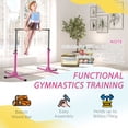 thumbnail image 4 of Adjustable Gymnastics Bar for Home Training – Pink Steel & Beechwood, 76" Wide, 36-59" Height, 4 of 7