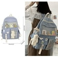 thumbnail image 5 of Backpack with Cute Pin Accessories Plush Pendant Kawaii School Backpack Cute Aesthetic Backpack Black, 5 of 5