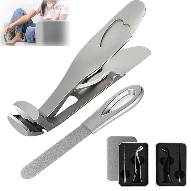 Cortaúñas para personas mayores, Nagelknipser, Cumulus Pro, Dotmalls Nail, Dotmalls Hilipert, cortaúñas ergonómico con cabeza en ángulo para personas mayores (1 juego * plateado)