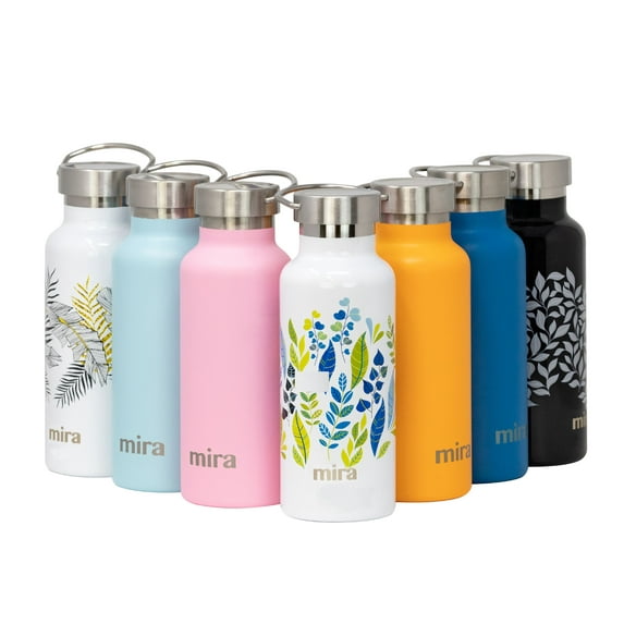 MIRA 17 oz Spring White Double Wall Vacuum Insulated Stainless Steel Water Bottle with Wide Mouth and Screw Cap