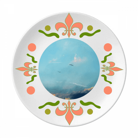 

White Sky Bird Art Deco Fashion Flower Ceramics Plate Tableware Dinner Dish