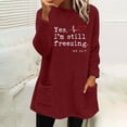 thumbnail image 2 of WREESH Womens Fashion Sweatshirt Fuzzy Fleece Crewneck Sweatshirt Print Pullover Plus Size Long Sleeve Tops Round- Neck And Winter Loose Pocket Warm Blouse Tops Wine, 2 of 4