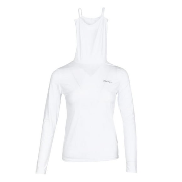 Camiseta Elástica De Enfriamiento Macarena Para Mujeres Con Máscara De Protección Solar UV Para Deportes De Verano Al Aire Libre De Golf Blanco M