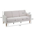 thumbnail image 3 of 71.3"W Sectional Couch, 3 Seat Couch with 5.5" Soft Seat Cushion and Wood Frame, Mid-Century Modern Love Seat Couch for Living Room, Bedroom, White, 3 of 9