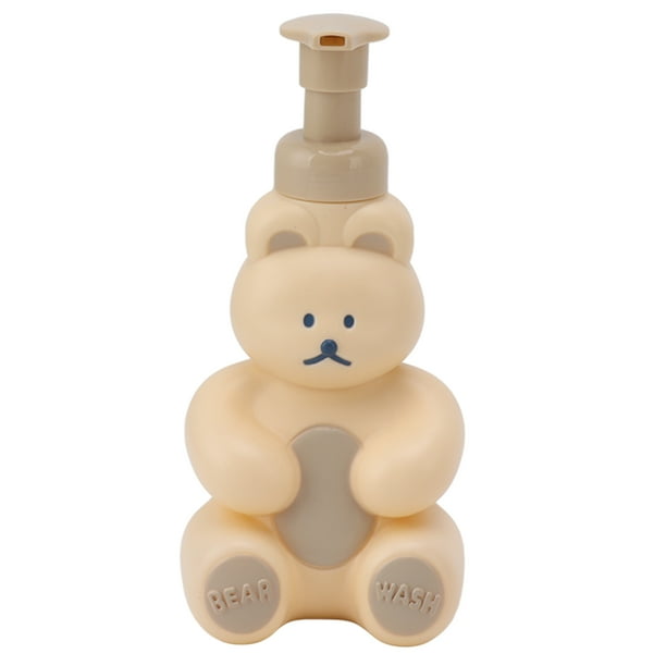 Dispensador de jabón líquido para manos vacío, botella, champú, acondicionador, contenedor de ducha, botella con bomba para lavado de manos, forma de oso de dibujos animados, pequeño, blanco crema
