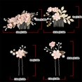thumbnail image 3 of Elegant Artificial Pearls Design Hair Pin Bridal Accessories With Flower Decors Wedding Ceremony Headpiece Photo Props Multicolor, 3 of 4