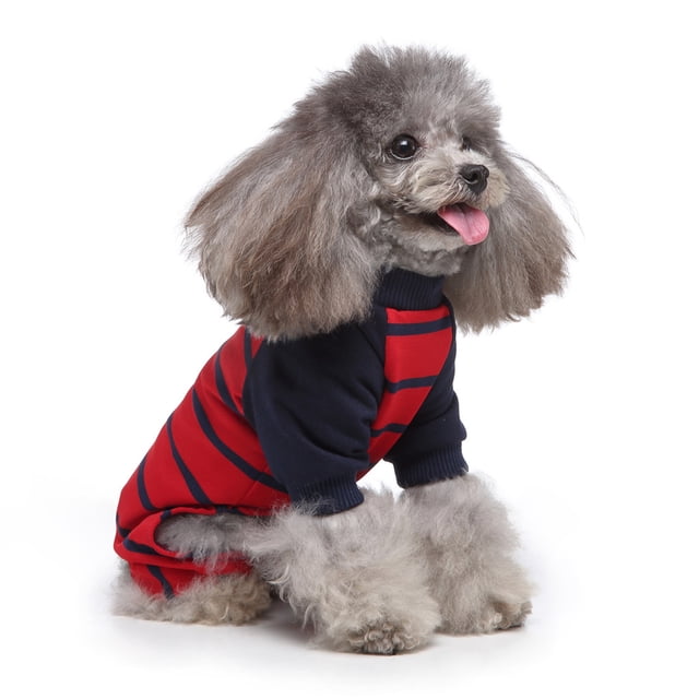 LSLJS Pet Pajamas, Home Clothes, Cotton Contrast Pajamas, Knitted Pet Clothes, Pet Costume