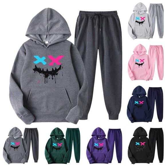 JURANMO Women's Two Piece Set, Women's 2 Piece Outfits Sweatsuit Sets Oversized Hoodies Wide Leg Sweatpant Tracksuit 2024 Fall Matching Lounge Set Todays Daily Deals Black XL