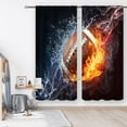 thumbnail image 2 of Sports Curtains for Boys Bedroom 42Wx63L Inch Rod Pocket Men American Football Wall Decor Flame 3D Football for Teens Kids Cool Modern Living Room Gym Window Drape Fabric 2 Panel, 2 of 5