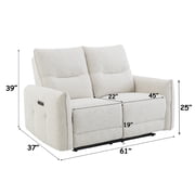 ACME Lalisa Power Motion Loveseat w/USB Port in Cream Chenille