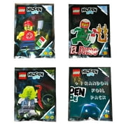LEGO Hidden Side Minifigure Combo Four Pack - Possessed Pizza Delivery Man, El Fuego, Possessed Biker, and One Random Foil Pack