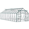 thumbnail image 1 of Outsunny Serre en Polycarbonate avec Gouttière, Vert, 1 of 10