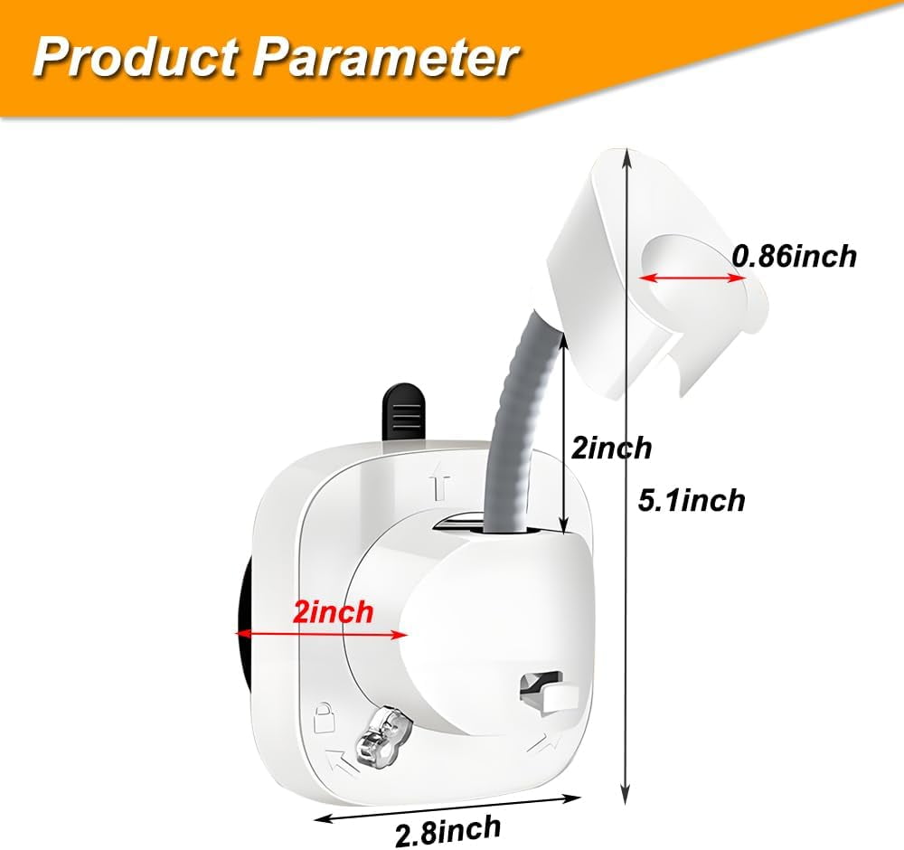 Shower Head Holder Wall Mounted, 360° Adjustable Handheld Shower Head Bracket Holder, Suction Cup Installation Shower Wand Holder, Multi-Directional Removable Wall Mounted Suction Bracket (white)Z