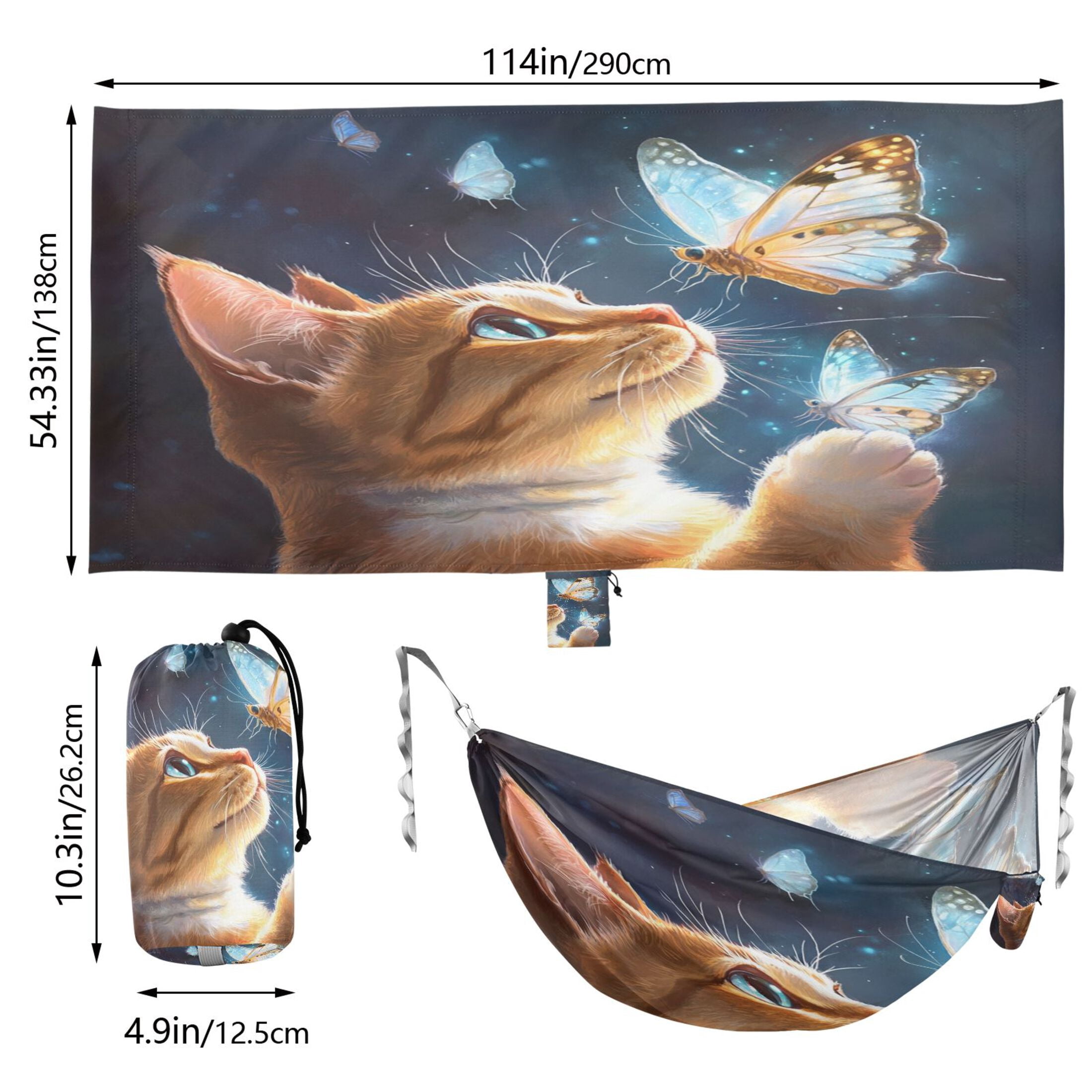 Hammock Camping Hammock Nylon Portable Hammock Travel Camping Hammock The Cat and The Butterfly