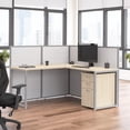 thumbnail image 2 of Easy Office L Shaped Cubicle Desk with Drawers in Natural Elm - Engineered Wood, 2 of 8