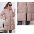 thumbnail image 6 of Female Hooded Long Puffer Coat Winter Warm Full Zip Quilted Jacket with Pockets Khaki S, 6 of 9