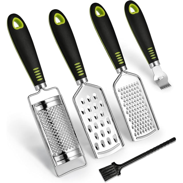 Juego de ralladores de queso, rallador de limón, rallador de cocina de acero inoxidable para queso parmesano, jengibre, ajo, nuez moscada, frutas, verduras, juego de 5