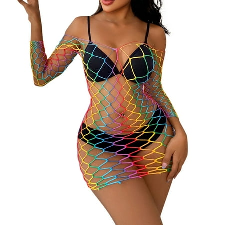

Women Underwear Hollow Lace Tight Underwear Women Rainbow Printed Underwear Lingerie Nightwear Chemise Nightie