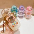 thumbnail image 2 of Kawaii Water Bottle with Silicone Straw and Adjustable Strap 24oz Large Water Bottles with Cartoon Animal Patches Detachable Leakproof Cute Water Bottles for Girls School Camping(Purple), 2 of 5