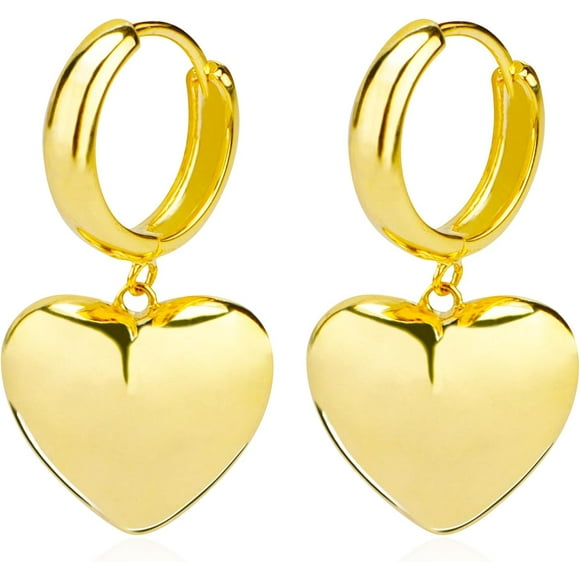 Gold Heart Earrings for Women 14K Gold Plated Lightweight Teardrop Statement Trendy Drop Heart Earrings for Women