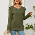 thumbnail image 2 of gakvbuo Fall Women Casual Solid Long Sleeve Ruffles Hoodie V-Neck T-Shirt Blouse, 2 of 7