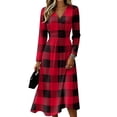 thumbnail image 2 of Womens Summer Casual Midi Maxi Dresses V Neck Vintage Long Sleeve Work Casual Dress Boho Beach Floral Print Sundress, 2 of 6