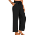 thumbnail image 2 of MLDRA Women’s Wide Leg Pants Yoga Palazzo Sweatpants Lounge Work Pajama Pants with Drawstring Pockets Lightweight Fall Black, 2 of 5
