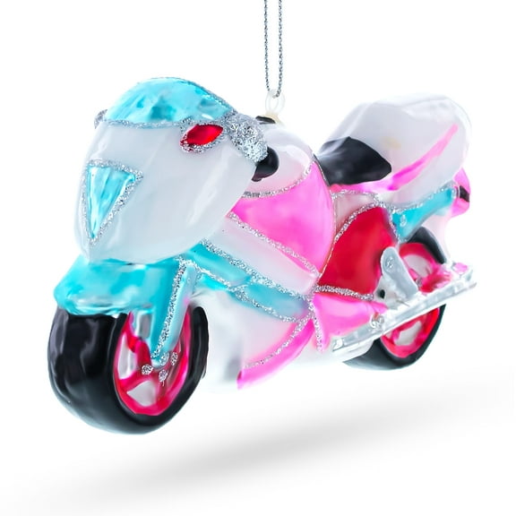 Motorcycle Glass Christmas Ornament