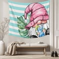 thumbnail image 5 of Pink Gnomes Summer Tapestry for Bedroom Wall Hanging Tapestry, Tropical Leaves Aqua Stripes Ceiling Backdrop Tapestries Poster Blanket Wall Decor for Teens Room Living Room Dorm 39" x 59", 5 of 8