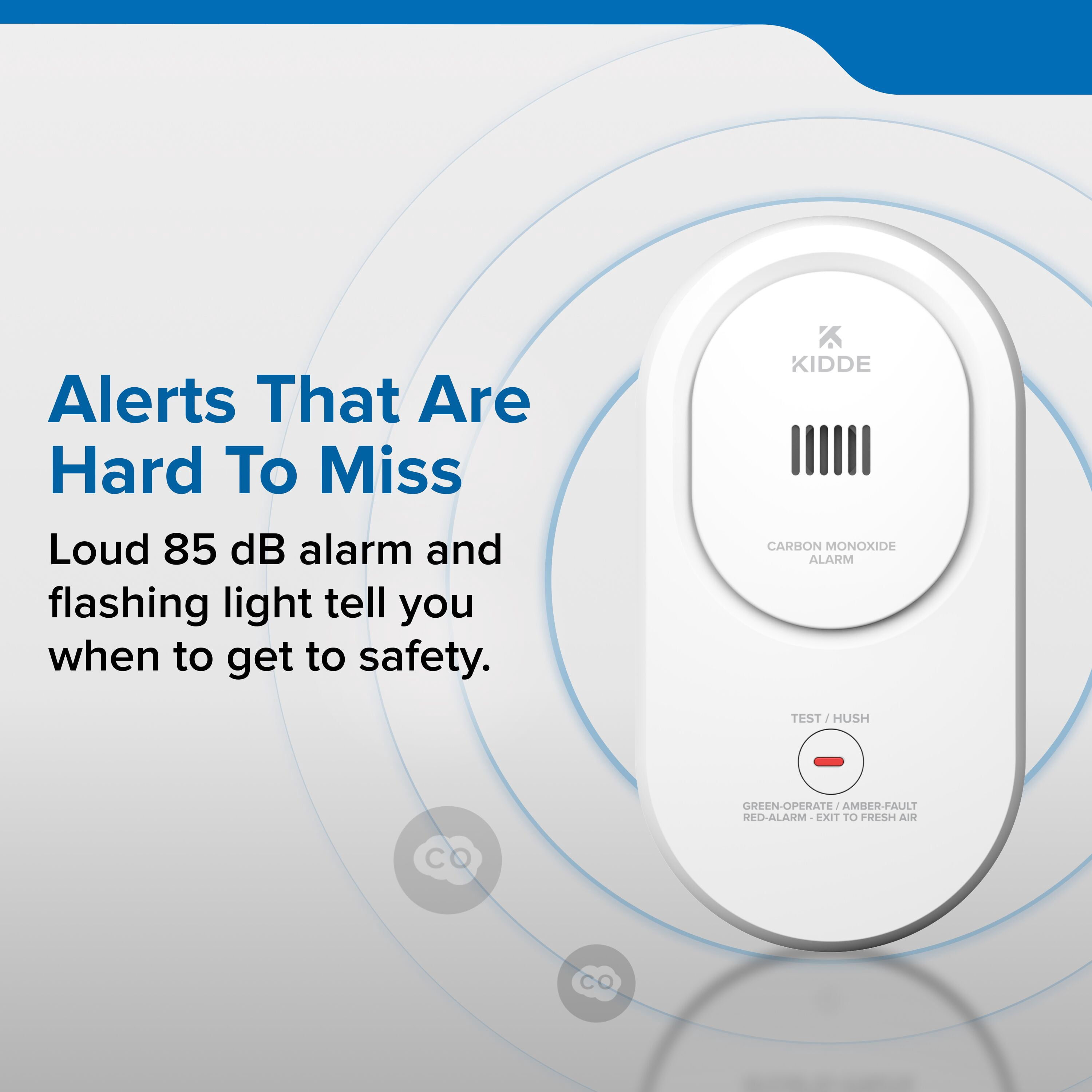 Kidde Carbon Monoxide Detector, Plug-In with AA Battery Backup, Rotating Plug, 85 dB Alarm, COP