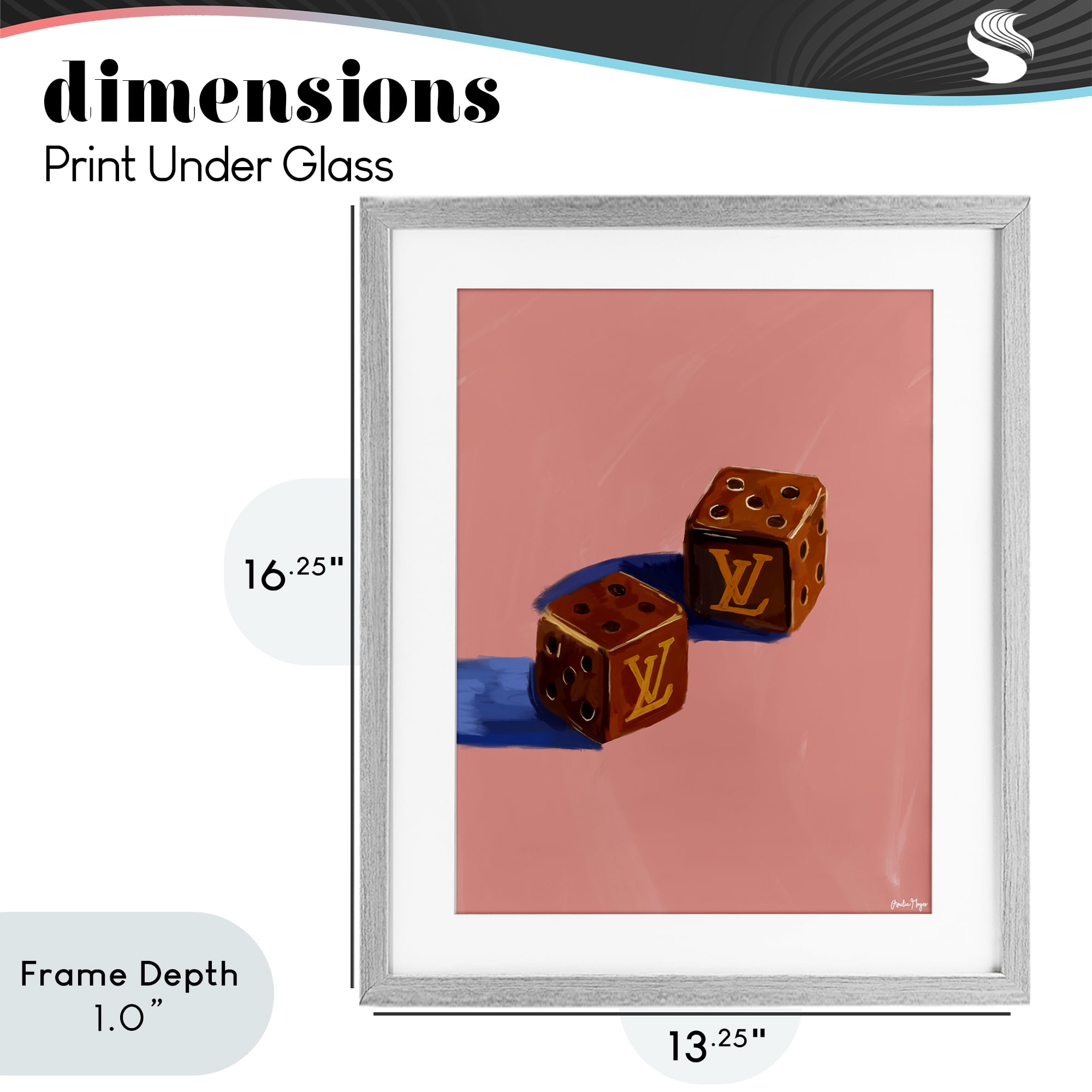 Stupell Industries Fashion Brand Dice Gray Framed Print Under Glass, design by Amelia Noyes