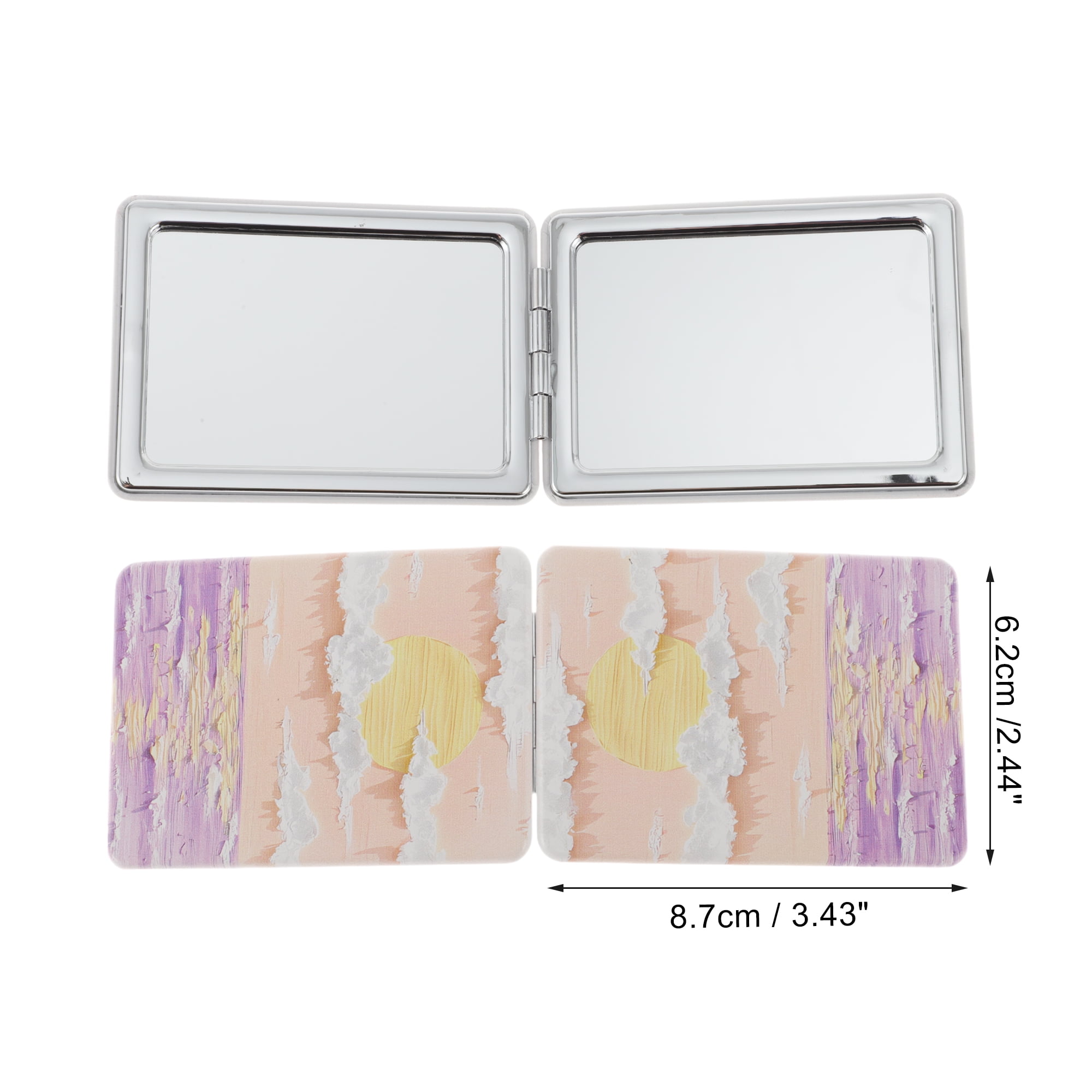 Unique Bargains Rectangular Hand-drawn Makeup Mirror Orange Purple 1 Pc