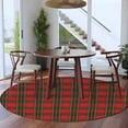 thumbnail image 4 of Christmas Area Rug, Red Green Plaid Vintage Texture Washable Large Circle Carpet, Non Slip Round Rug for Living Room/Bedroom/Dining Room/Home Office/Dorm, 4 of 9