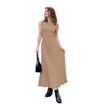 thumbnail image 6 of Women'S Summer Sleeveless Maxi Dress One Shoulder Casual Slim Swing Pleated Formal Dresses with Pockets Khaki M, 6 of 9