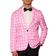 thumbnail image 1 of BLAZERS DE PUNTOS DE POLKA CHIC INSPIRADORES PARA HOMBRES, CHAQUETA DE TRAJE DE UN BOTÓN CON SOLAPA DE MUESCA, CHAQUETAS DEPORTIVAS S PINK, 1 of 6
