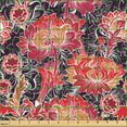 thumbnail image 2 of Ambesonne Eastern Fabric by the Yard Upholstery, Oriental Flowers, 10 Yards, Dark Purple Vermilion, 2 of 5