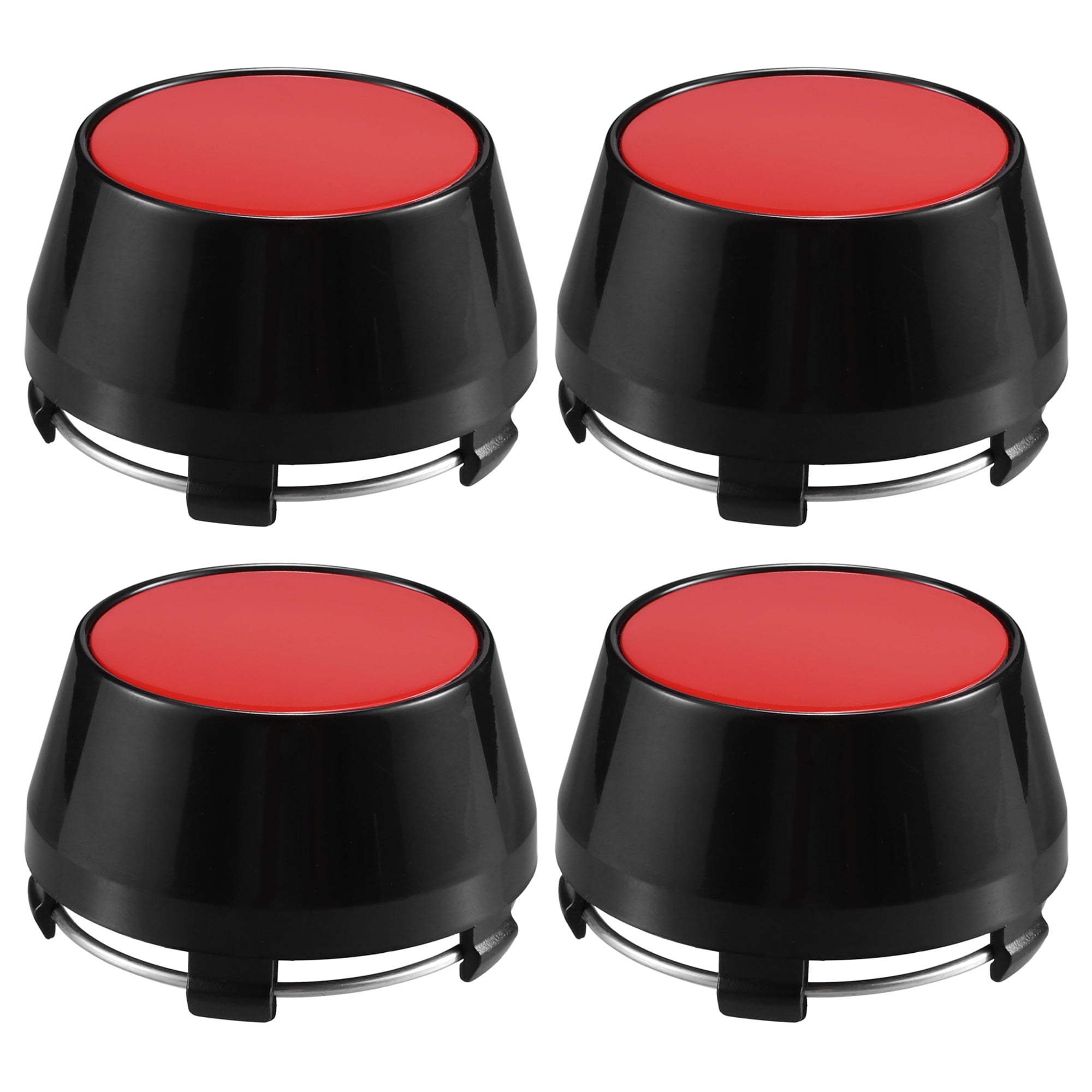Unique Bargains 4 Pcs 60mm 5 Clips Wheel Rim Hub Center Caps with Red