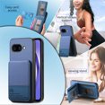 thumbnail image 4 of For Google Pixel 9A Wallet Phone Case,PC + PU Leather + TPU Hybrid Design,With Card Slots,Diagonal Fabric Pattern,Back Flip Kickstand,Shockproof Rugged Dropproof Phone Case,Blue, 4 of 9